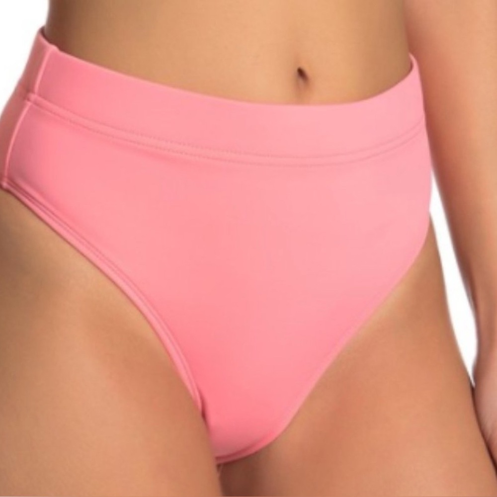 The Bikini Lab Solid High Waist pink Bikini Bottoms size S